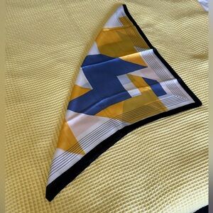 Geometric Pattern Scarf in Blue & Mustard